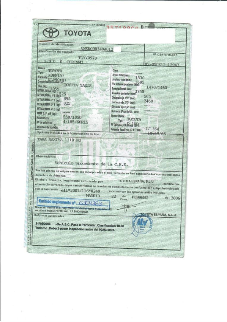 Motor completo Toyota Yaris (KSP9/SCP9/NLP9)