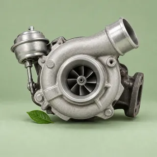 Turbocompresor usado sobre fondo verde